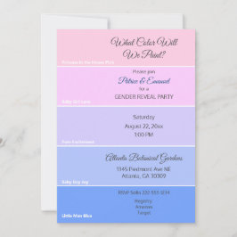 Verfchip Geslacht Onthulling Roze Blauwe Uitnodigi Kaart