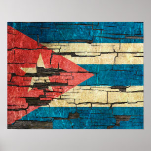 Verfeffect van gekookte Cubaanse vlag met schilder Poster