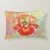 Verfgespatteerde Iris Kussen in Oranje Kleuren (Voorkant)