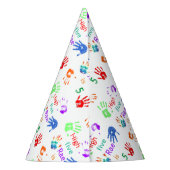 Verfhanddrukken Verjaardag met persoonlijke naam Feesthoedjes (Achterkant)