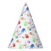 Verfhanddrukken Verjaardag met persoonlijke naam Feesthoedjes (Links)