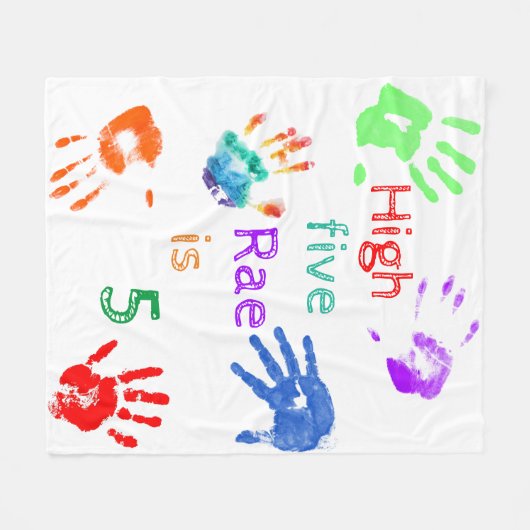 Verfhanddrukken Verjaardag met persoonlijke naam Fleece Deken (Voorkant (Horizontaal))