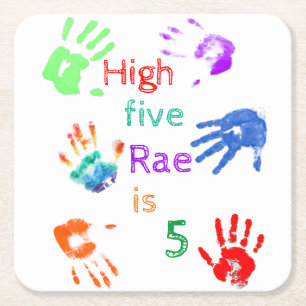 Verfhanddrukken Verjaardag met persoonlijke naam Kartonnen Onderzetters