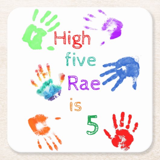 Verfhanddrukken Verjaardag met persoonlijke naam Kartonnen Onderzetters (Voorkant)