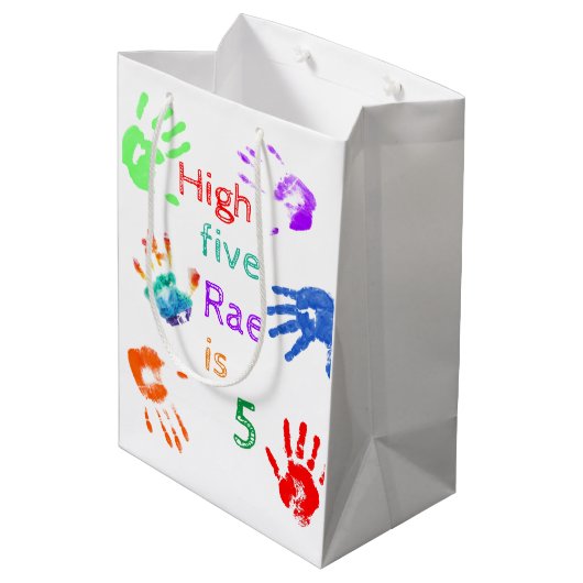 Verfhanddrukken Verjaardag met persoonlijke naam Medium Cadeauzakje (Achterkant Gekanteld)