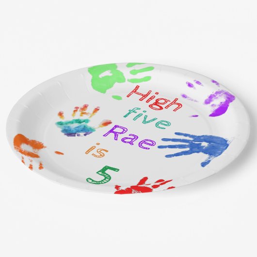 Verfhanddrukken Verjaardag met persoonlijke naam Papieren Bordje (Gekanteld)