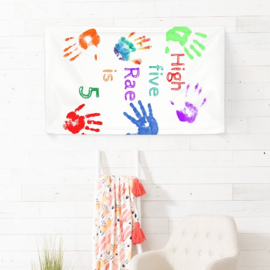 Verfhanddrukken Verjaardag met persoonlijke naam Spandoek (Insitu)