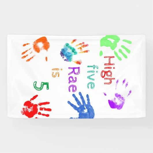 Verfhanddrukken Verjaardag met persoonlijke naam Spandoek (Horizontaal)