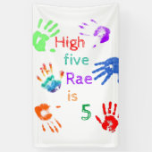 Verfhanddrukken Verjaardag met persoonlijke naam Spandoek (Verticaal)