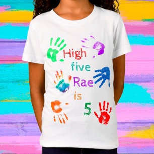 Verfhanddrukken Verjaardag met persoonlijke naam T-shirt