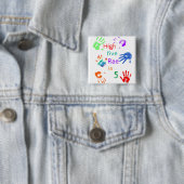 Verfhanddrukken Verjaardag met persoonlijke naam Vierkante Button 5,1 Cm (In situ)