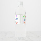 Verfhanddrukken Verjaardag met persoonlijke naam Waterfles Etiket (Achterkant)