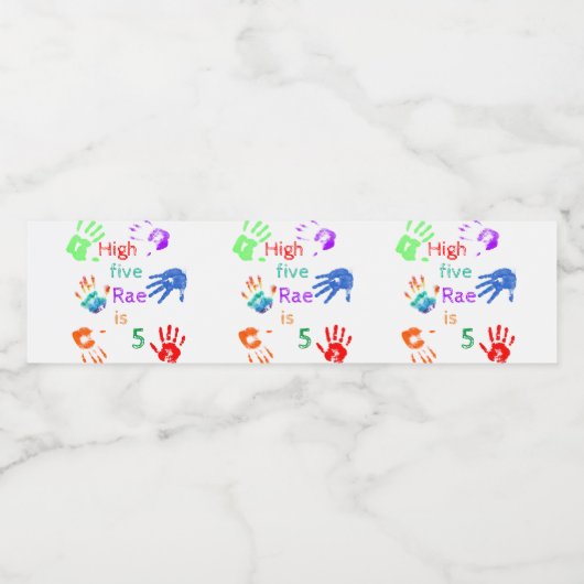 Verfhanddrukken Verjaardag met persoonlijke naam Waterfles Etiket (Enkel label)