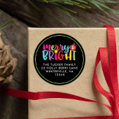 Verfijn en helderkleurig kerstversieringsadres ronde sticker