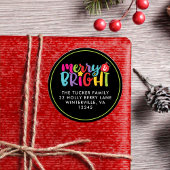 Verfijn en helderkleurig kerstversieringsadres ronde sticker