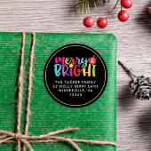 Verfijn en helderkleurig kerstversieringsadres ronde sticker