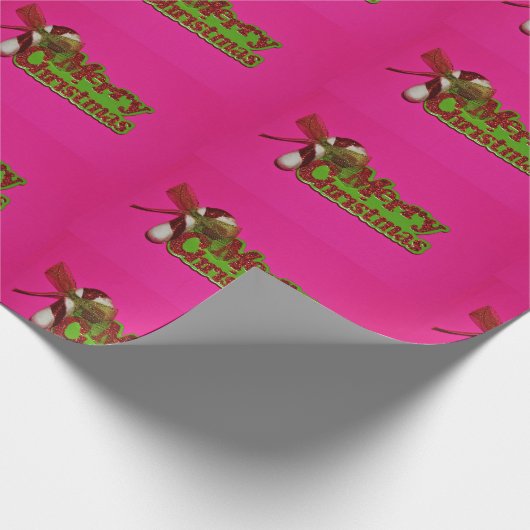 Verfijn kerstroze omlijningspapier cadeaupapier (Hoek)