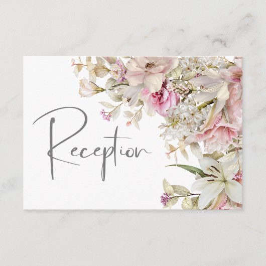 Verfijn matig roze Roos en Lily-ontvangst Informatiekaartje (Voorkant)