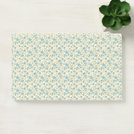 Verfijnd 1940s Stof Teal en Mosterd Bloemmotief Post-it® Notes (Kantoor)
