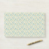 Verfijnd 1940s Stof Teal en Mosterd Bloemmotief Post-it® Notes (Op bureau)
