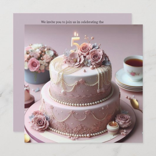 VERFIJND 5E BRUILOFT JUBILEUM KAART (Voorkant / Achterkant)