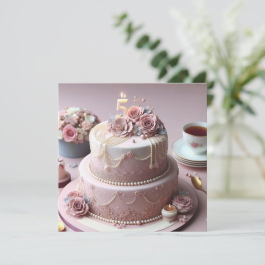 VERFIJND 5E BRUILOFT JUBILEUM KAART (Staand voorkant)