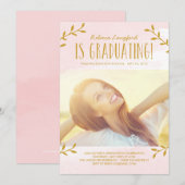 Verfijnd Afstudeer Uitnodiging Roze (Voorkant / Achterkant)