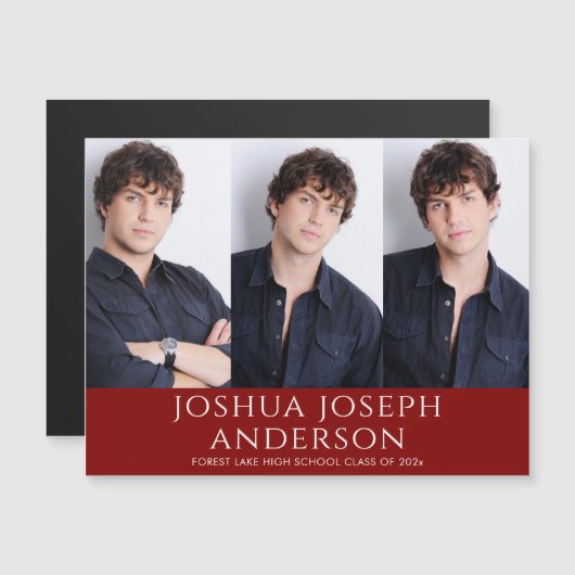 Verfijnd Afstuderen Drie-foto rode magneet (Voorkant / Achterkant)