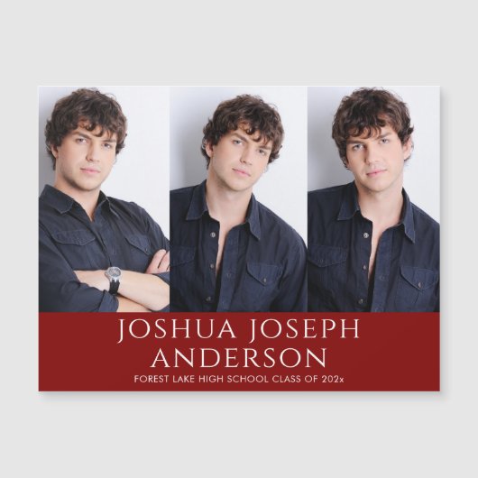 Verfijnd Afstuderen Drie-foto rode magneet (Voorkant)