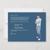 Verfijnd Afstuderen Drie-foto Royal Blue Notitiekaartje (Achterkant)