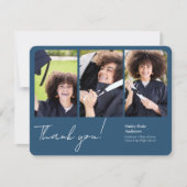 Verfijnd Afstuderen Fotocollage Royal Blue Bedankkaart (Voorkant)