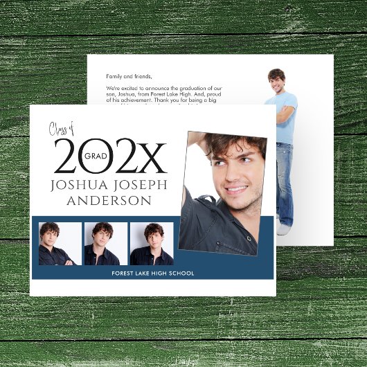 Verfijnd Afstuderen Fotocollage Royal Blue Notitiekaartje