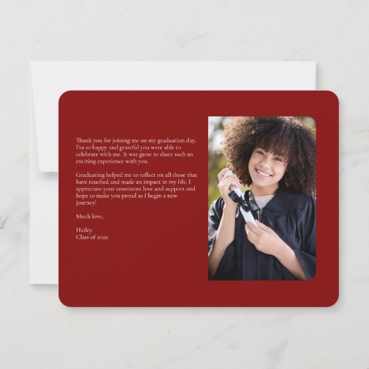 Verfijnd Afstuderen Fotocollage Ruby Rood Bedankkaart (Achterkant)