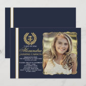 Verfijnd Afstuderen (Navy) Photo Afstuderen nodigt Kaart (Voorkant / Achterkant)