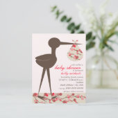 Verfijnd Baby shower van Stork Cherry Blossom Kaart (Staand voorkant)