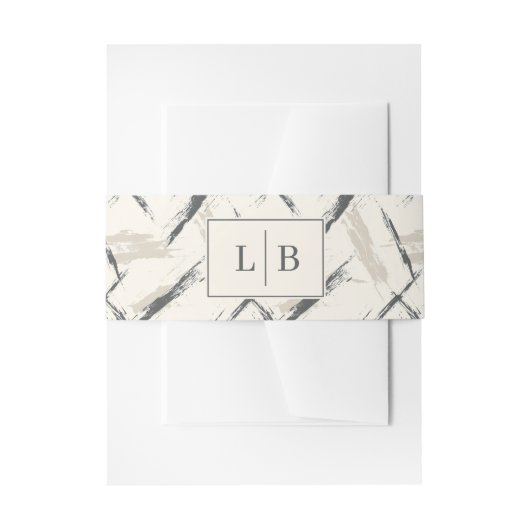 Verfijnd Beige Abstracte Initialen Uitnodigingen Wikkel (Voorkant Voorbeeld)