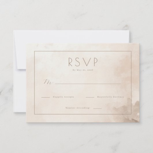 Verfijnd Beige Aquarel RSVP Kaartje (Voorkant)