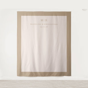 Verfijnd Beige Typografisch Wandkleed