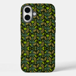 Verfijnd blauw & beige bloempatroon ontwerp  iPhone 16 plus hoesje