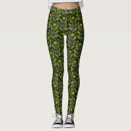 Verfijnd blauw & beige bloempatroon ontwerp  leggings
