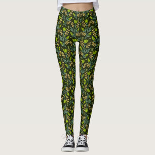 Verfijnd blauw & beige bloempatroon ontwerp leggings