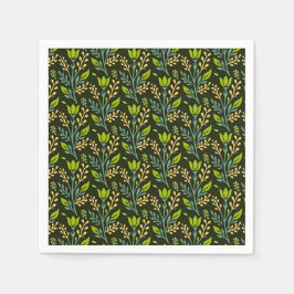 Verfijnd blauw & beige bloempatroon ontwerp  servet