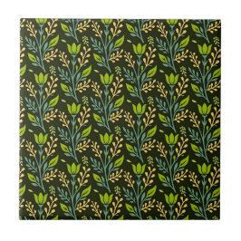 Verfijnd blauw & beige bloempatroon ontwerp  tegeltje
