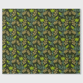 Verfijnd blauw & beige bloempatroonontwerp cadeaupapier (Vlak)
