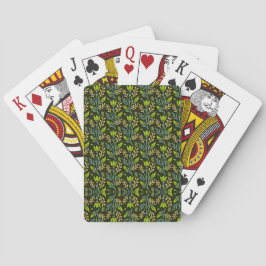 Verfijnd blauw & beige bloempatroonontwerp  pokerkaarten