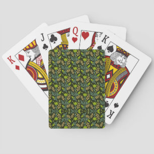 Verfijnd blauw & beige bloempatroonontwerp pokerkaarten