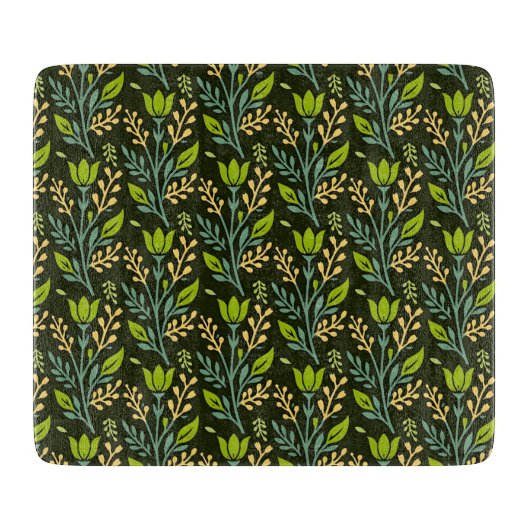 Verfijnd blauw & beige bloempatroonontwerp snijplank (Voorkant)