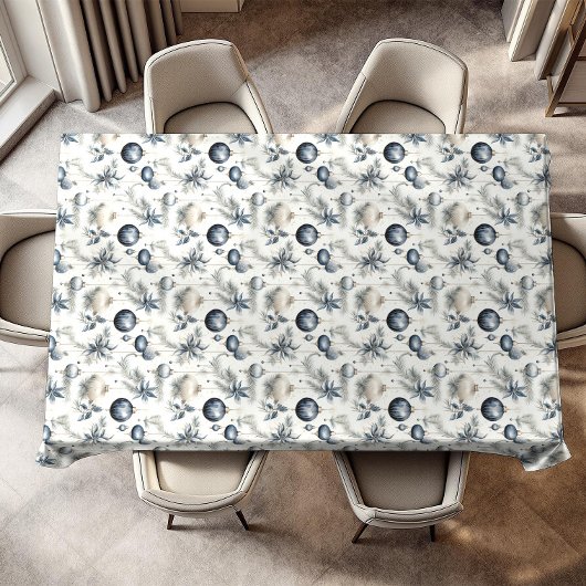 Verfijnd Blauw Beige & Gouden Kerstmis Tafelkleed