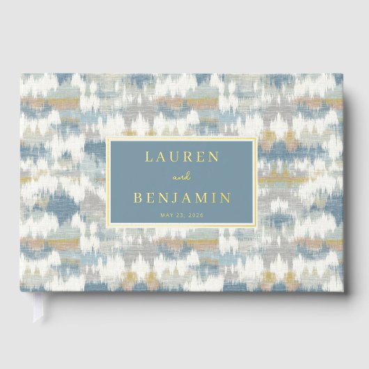 Verfijnd Blauw Geometrisch Gastenboek (Voorkant)