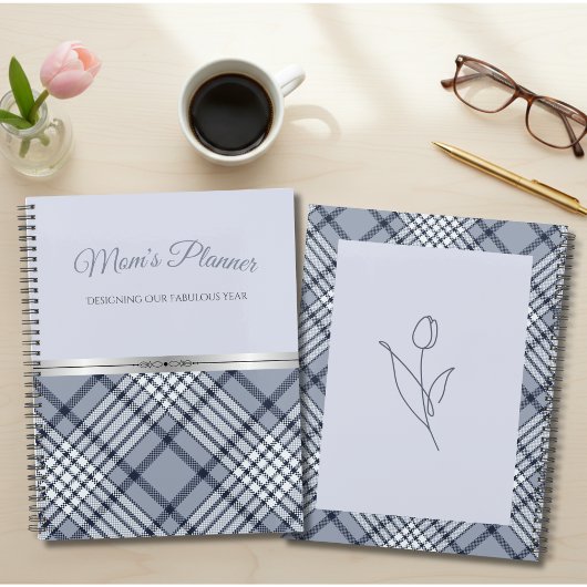 Verfijnd Blauw Geruit: Mama's Fantastische Jaar Planner